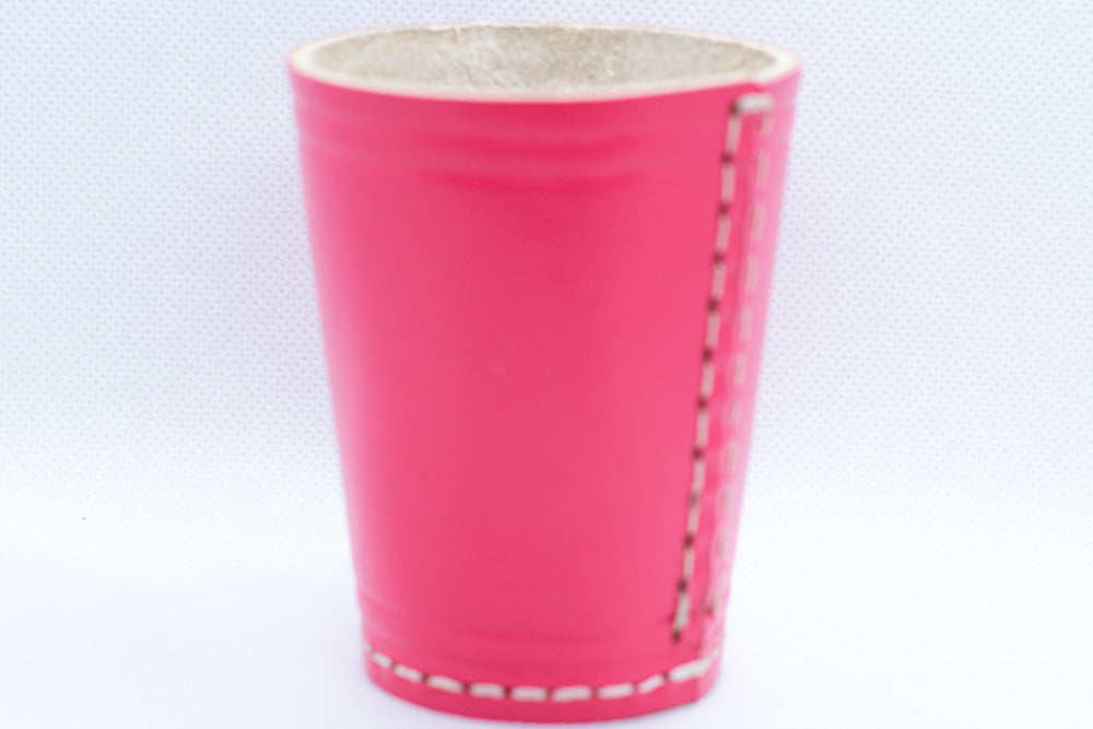 Handmade Leather Dice Cup (Pink) No Lining white thread Simple (Online Only)