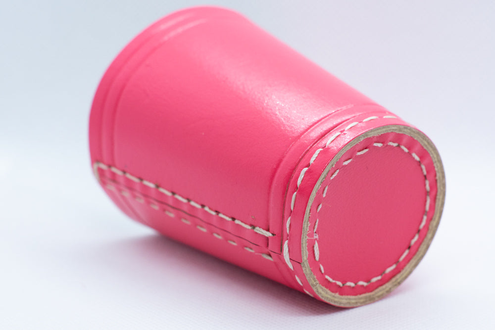 Handmade Leather Dice Cup (Pink) No Lining white thread Simple (Online Only)