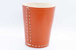 Handmade Leather Dice Cup (Orange) No Lining white thread Simple (Online Only)