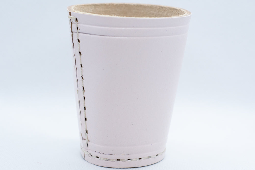 Handmade Leather Dice Cup (White) No Lining white thread Simple (Online Only)