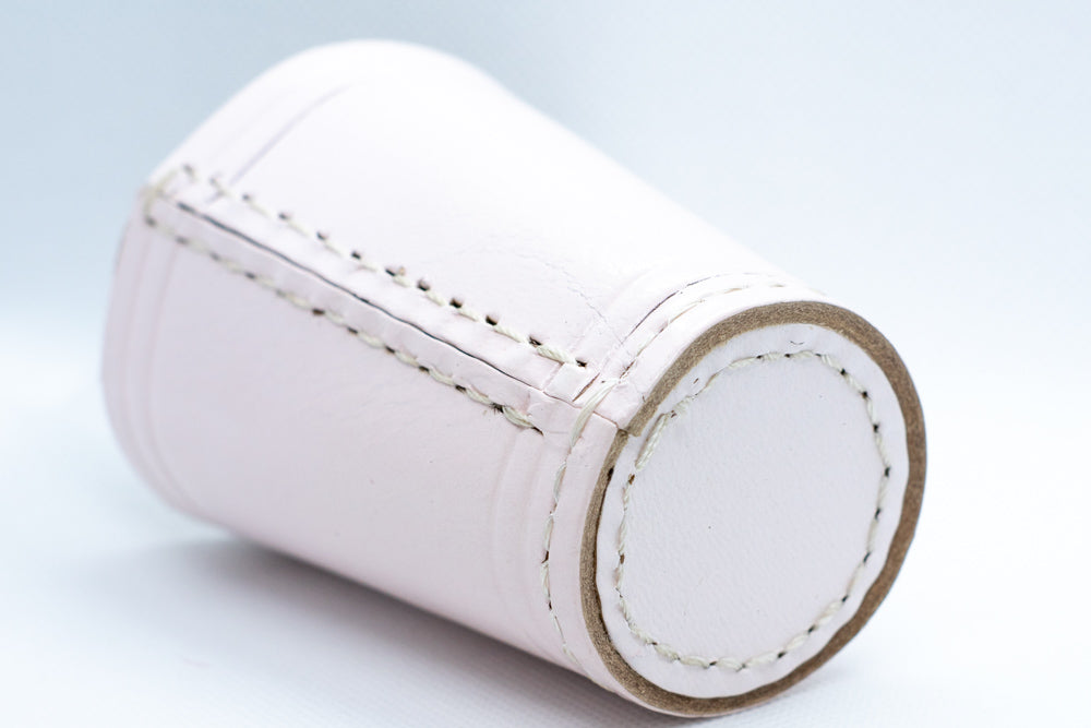 Handmade Leather Dice Cup (White) No Lining white thread Simple (Online Only)