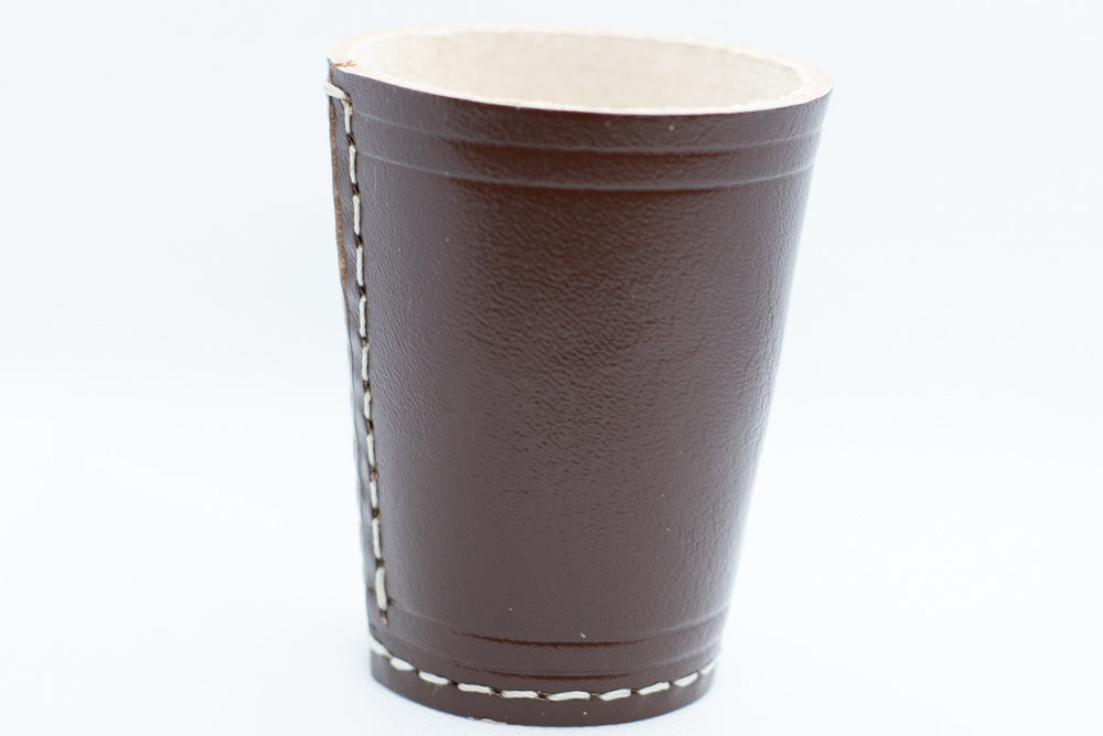 Handmade Leather Dice Cup (Brown) No Lining white thread Simple (Online Only)