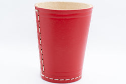 Handmade Leather Dice Cup (Red) No Lining white thread Simple (Online Only)