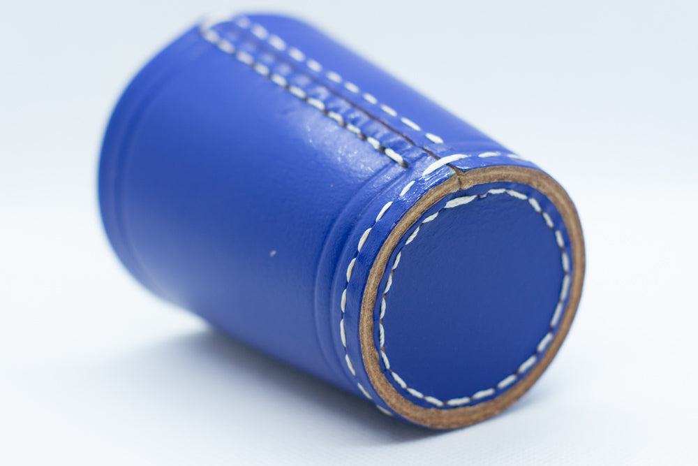 Handmade Leather Dice Cup (Blue) No Lining white thread Simple (Online Only)