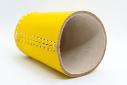 Handmade Leather Dice Cup (Yellow) No Lining white thread Simple (Online Only)
