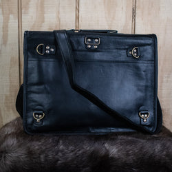 "The Adventurer" Leather Laptop Bag - Large (Black) (ONLINE ORDER ONLY)