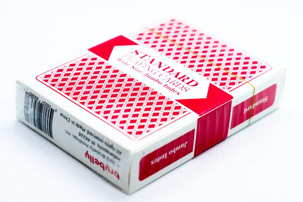 Single Red Deck, Wide Size, Jumbo-Index, Plastic-Coated Playing Cards by Brybelly (Online Only)