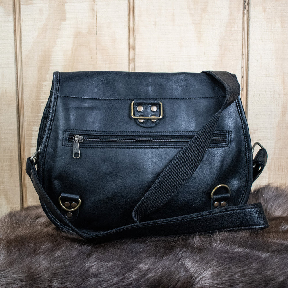 "The Seeker" Leather Satchel - Medium (Black) (ONLINE ORDER ONLY)