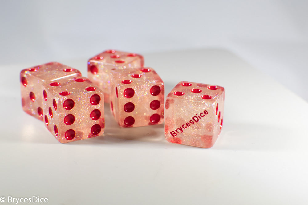 BrycesDice 16mm Glitter d6 (Red) Square Edge [per die] (Online Only)