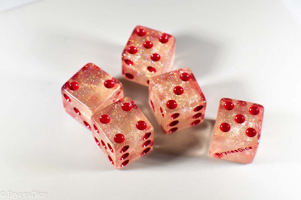BrycesDice 16mm Glitter d6 (Red) Square Edge [per die] (Online Only)