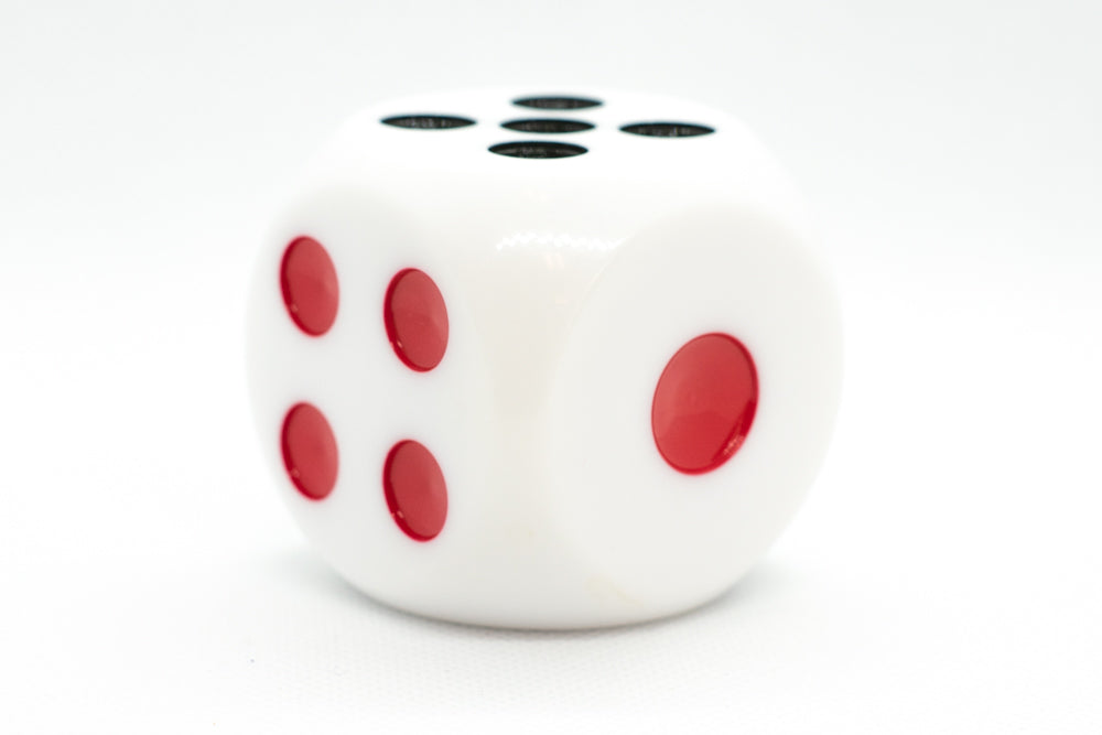 Opaque White 50mm d6 with Black Pips Jumbo Pipped Dice (Online Only)