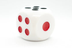 Opaque White 50mm d6 with Black Pips Jumbo Pipped Dice (Online Only)
