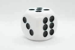 Opaque White 50mm d6 with Black Pips Jumbo Pipped Dice (Online Only)