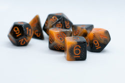 Halloween Black/Orange w/Glitter & Pumpkin 7-Dice Set RPG DND (Online Only)