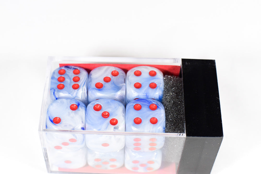 Chessex Vortex Ice Blue w/ Red Numbers Set Of d6 Dice Block CHX T1666 (Online Only)