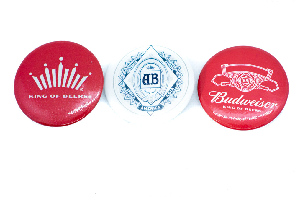 Budweiser Buttons 3-Pack White & Red 'King of Beers' (Online Only)