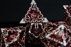 Beholder's Gates Hollow Metal Dice Set - Red and Silver (ONLINE ORDER ONLY)
