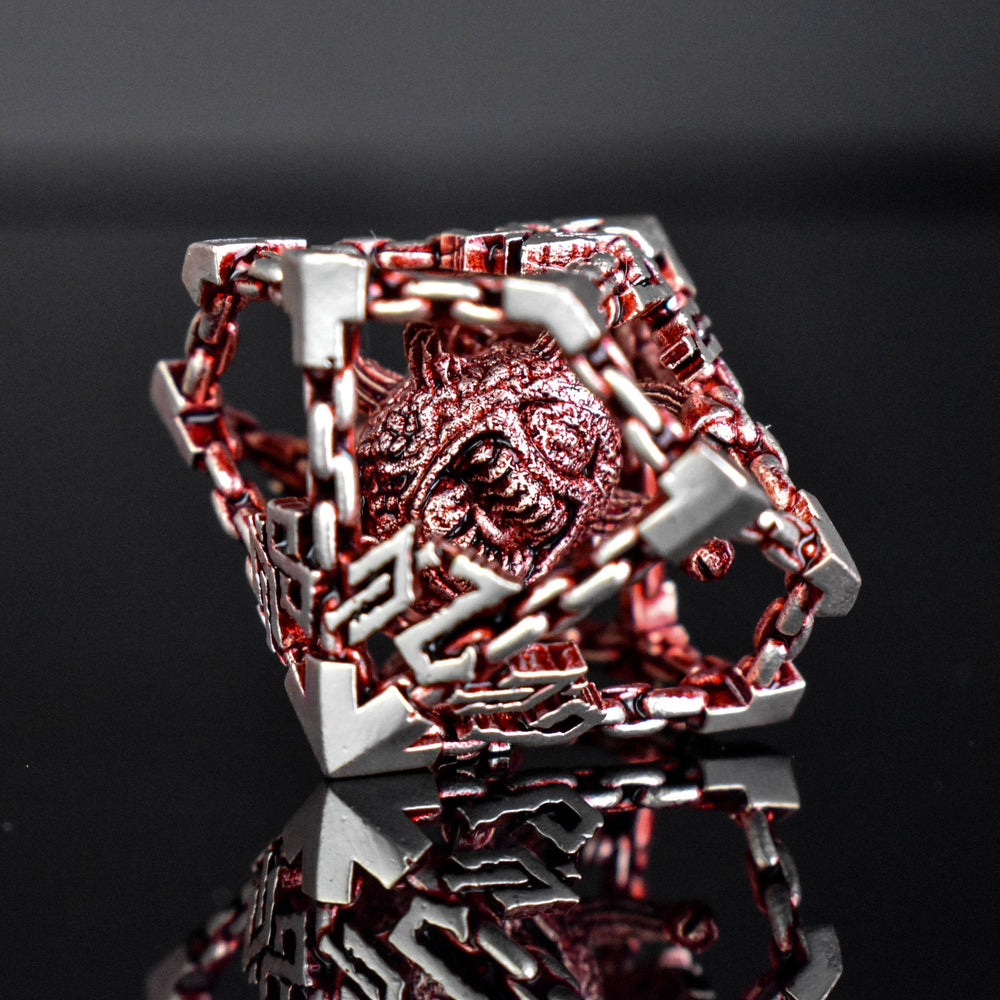 Beholder's Gates Hollow Metal Dice Set - Red and Silver (ONLINE ORDER ONLY)