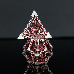 Beholder's Gates Hollow Metal Dice Set - Red and Silver (ONLINE ORDER ONLY)