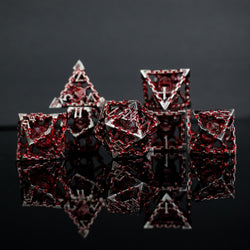 Beholder's Gates Hollow Metal Dice Set - Bloodied Silver (ONLINE ORDER ONLY)