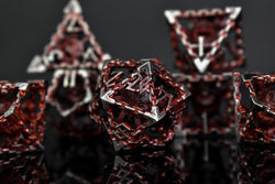 Beholder's Gates Hollow Metal Dice Set - Bloodied Silver (ONLINE ORDER ONLY)