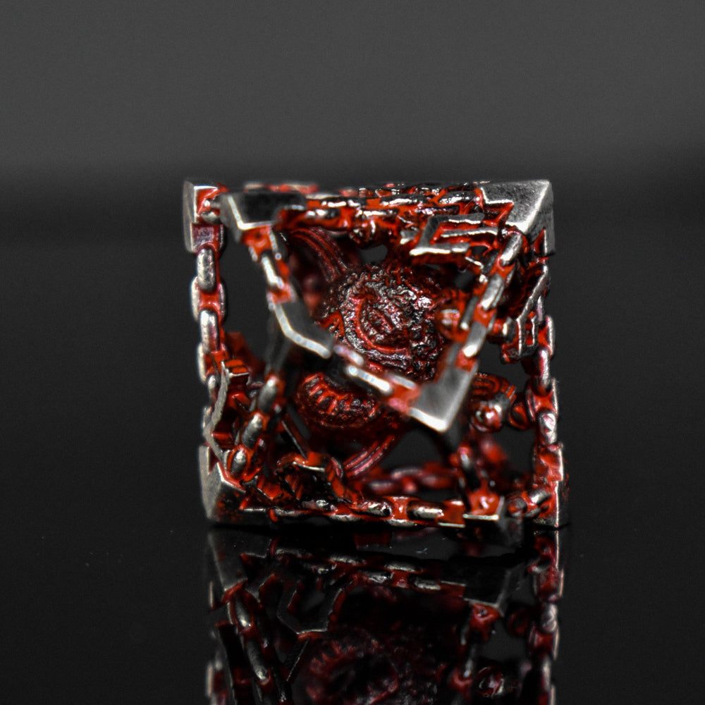 Beholder's Gates Hollow Metal Dice Set - Bloodied Silver (ONLINE ORDER ONLY)