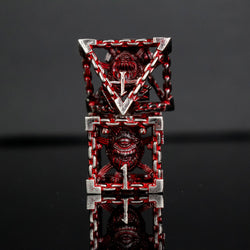 Beholder's Gates Hollow Metal Dice Set - Bloodied Silver (ONLINE ORDER ONLY)
