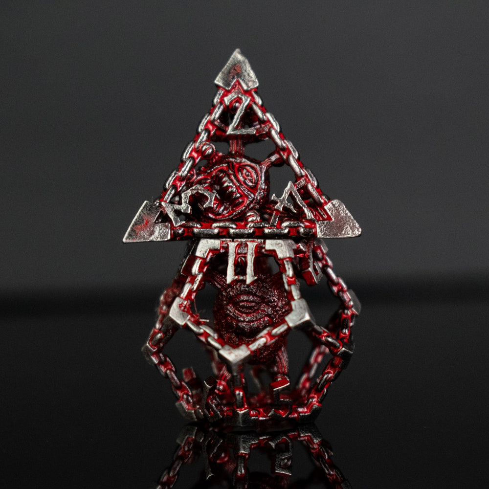 Beholder's Gates Hollow Metal Dice Set - Bloodied Silver (ONLINE ORDER ONLY)