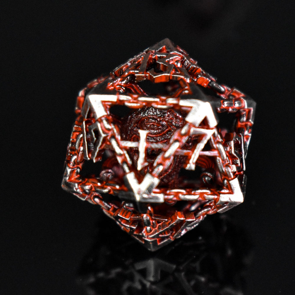 Beholder's Gates Hollow Metal Dice Set - Bloodied Silver (ONLINE ORDER ONLY)