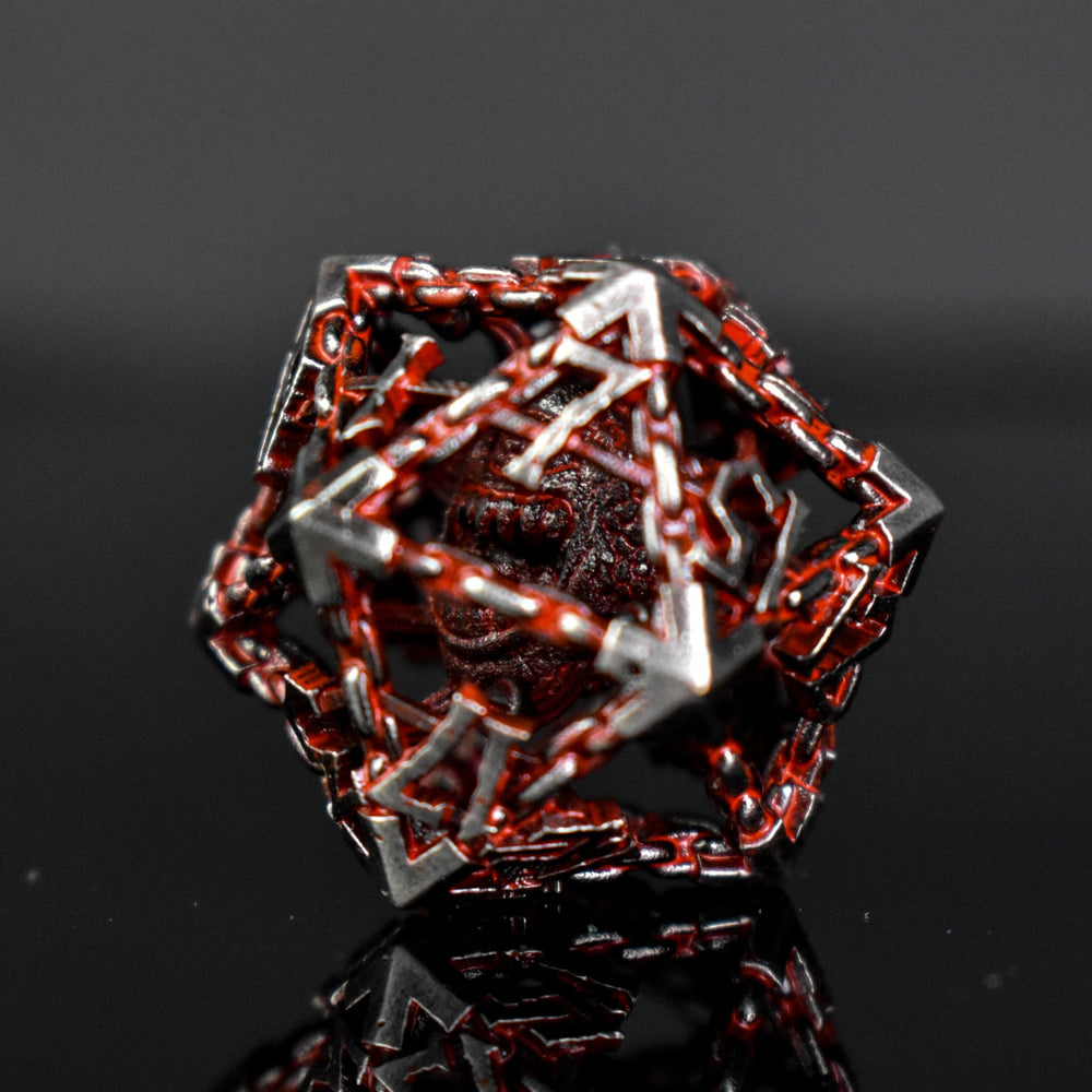 Beholder's Gates Hollow Metal Dice Set - Bloodied Silver (ONLINE ORDER ONLY)