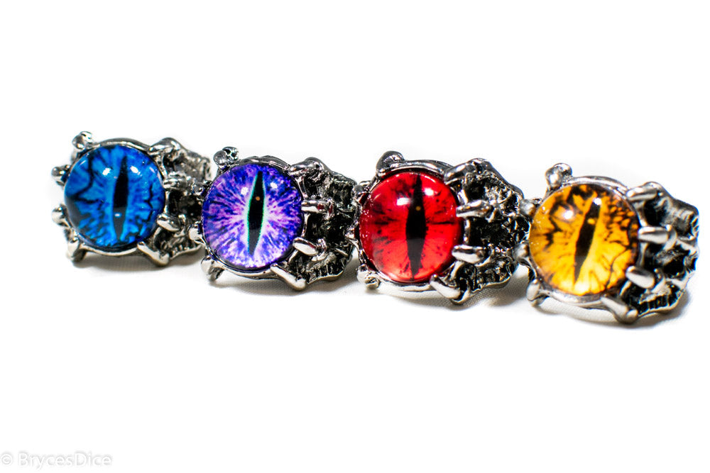 Dragon Eye Ring Silver Metal for Cosplay Game Night Dungeons and Dragons  (purple/blue/red/yellow) (Online Only)
