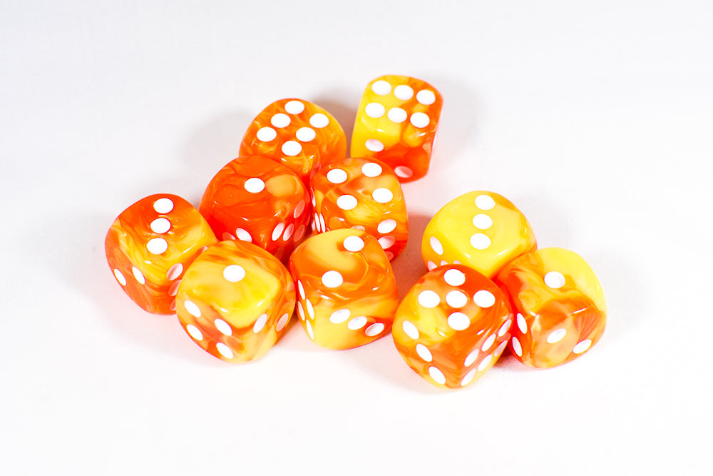 Orange and Yellow 16mm D6 Pipped Dice (Online Only)