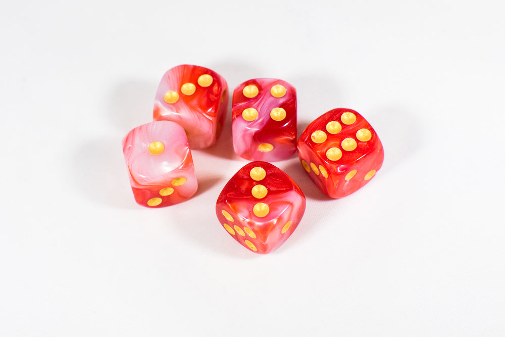 Red and White 16mm D6 Pipped Dice (Online Only)