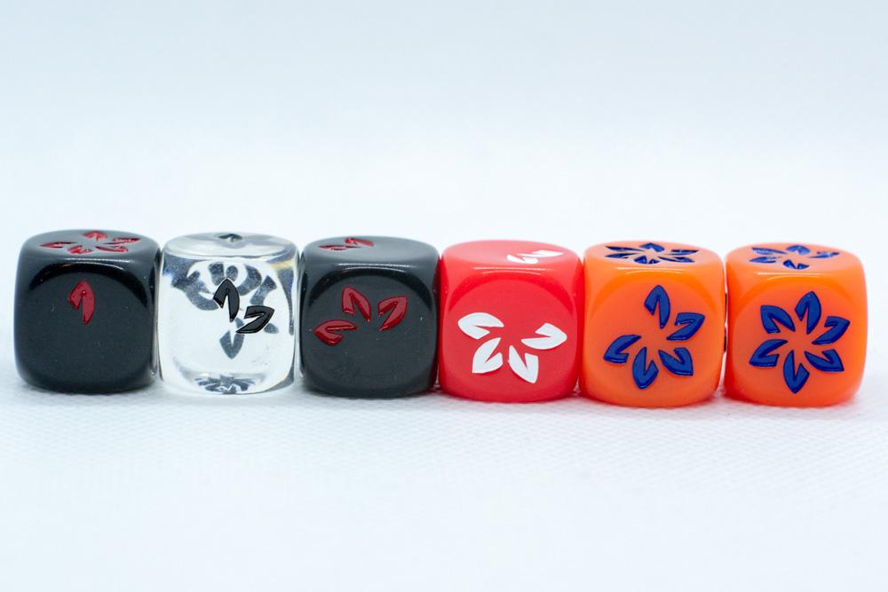 10-Pack Orange w/Blue Falling Petals Dice 16mm D6 Flower Dice (Online Only)