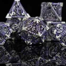 Dragonguard Hollow Metal Dice Set - Purple and Silver (ONLINE ORDER ONLY)