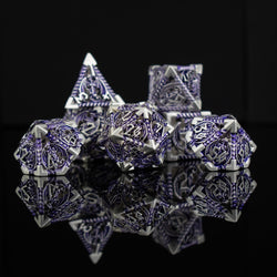 Dragonguard Hollow Metal Dice Set - Purple and Silver (ONLINE ORDER ONLY)
