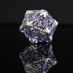 Dragonguard Hollow Metal Dice Set - Purple and Silver (ONLINE ORDER ONLY)