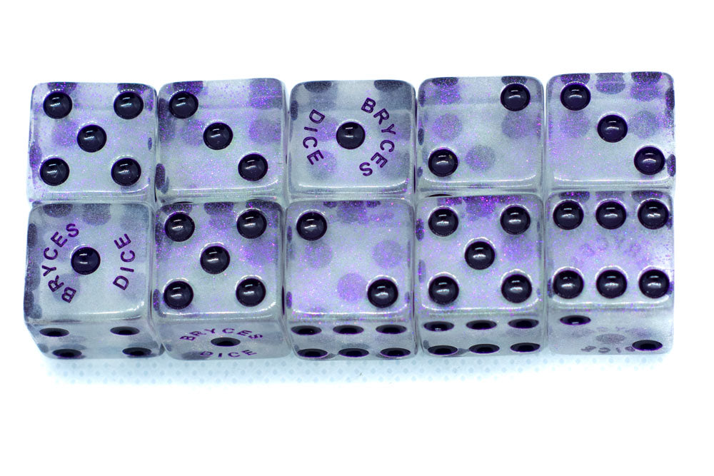 BrycesDice 16mm Glitter d6 (Purple) Square Edge [per die] (Online Only)