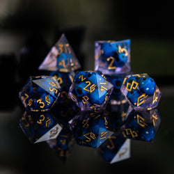Corpse Blue and Lavender Sharp-Edged Resin Dice Set (ONLINE ORDER ONLY)