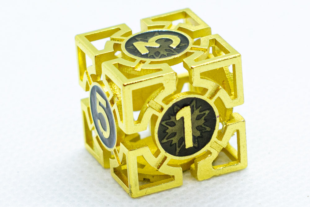 Single d6/d20 Shiny Gold w/Black Deadly Arrow Dice (Online Only)