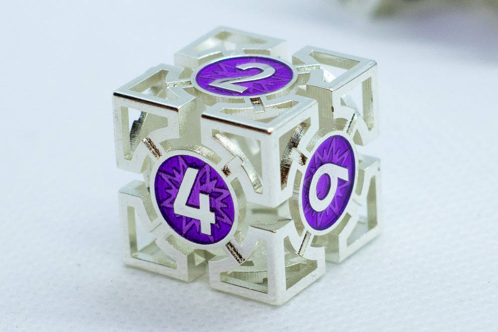 Single d6/d20 Guardian Silver w/Purple Deadly Arrow Dice (Online Only)