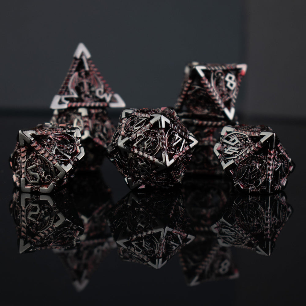 Dragonguard Hollow Metal Dice Set - Crimson and Shadow (ONLINE ORDER ONLY)
