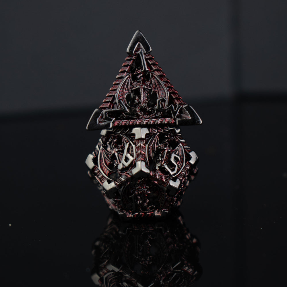 Dragonguard Hollow Metal Dice Set - Crimson and Shadow (ONLINE ORDER ONLY)