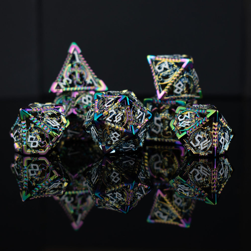 Dragonguard Hollow Metal Dice Set - Iridescent (ONLINE ORDER ONLY)