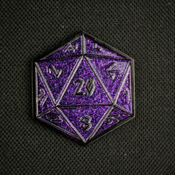 Purple Glitter D20 Pin (ONLINE ORDER ONLY)