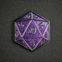 Purple Glitter D20 Pin (ONLINE ORDER ONLY)