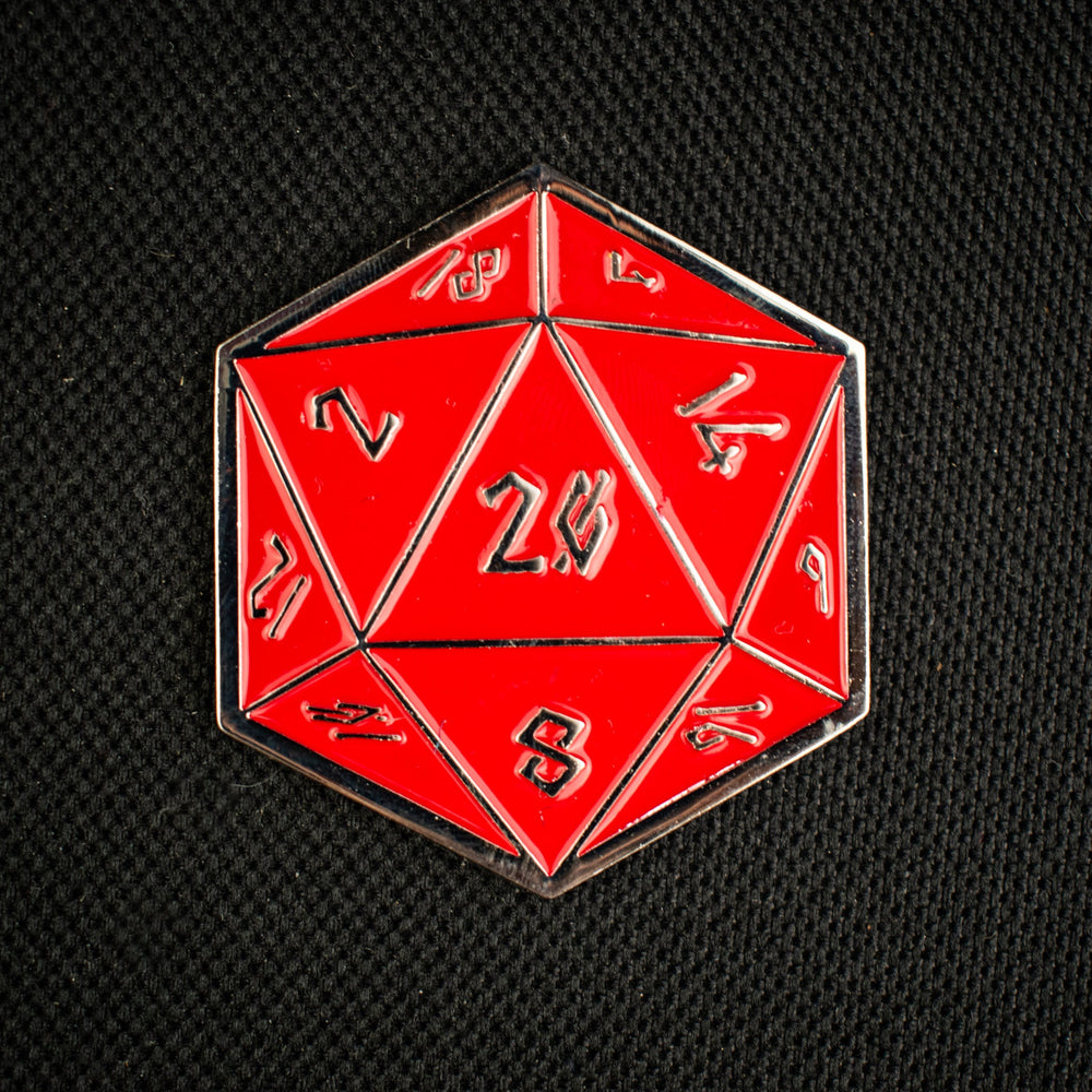 Red and Silver D20 Pin (ONLINE ORDER ONLY)