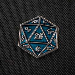 Aqua and Silver D20 Pin (ONLINE ORDER ONLY)