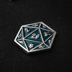 Aqua and Silver D20 Pin (ONLINE ORDER ONLY)