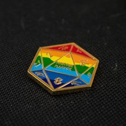 Pride and Gold Rainbow D20 Pin (ONLINE ORDER ONLY)